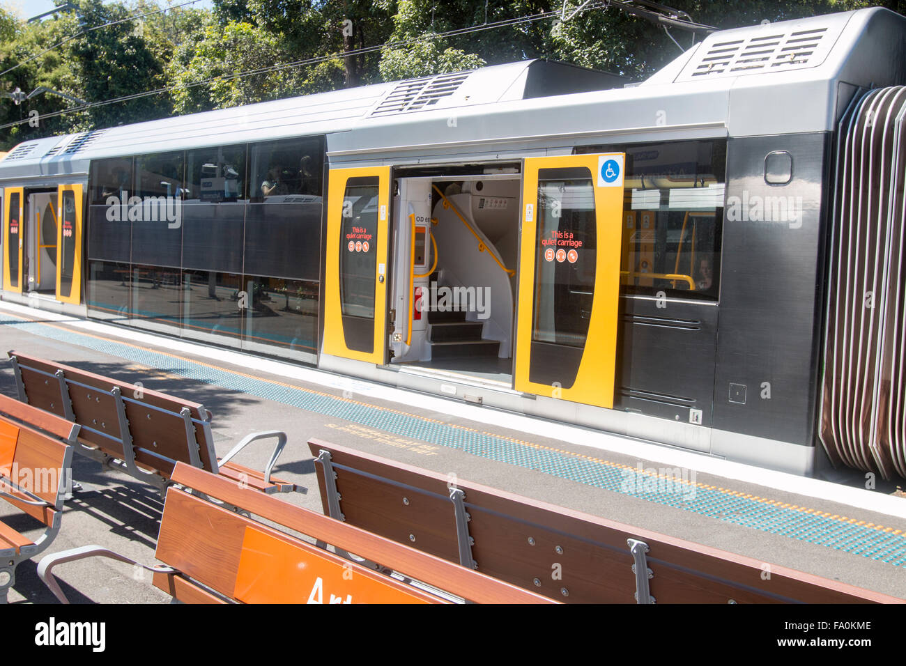 Sydney train at Artarmon railway station on Sydney lower north shore