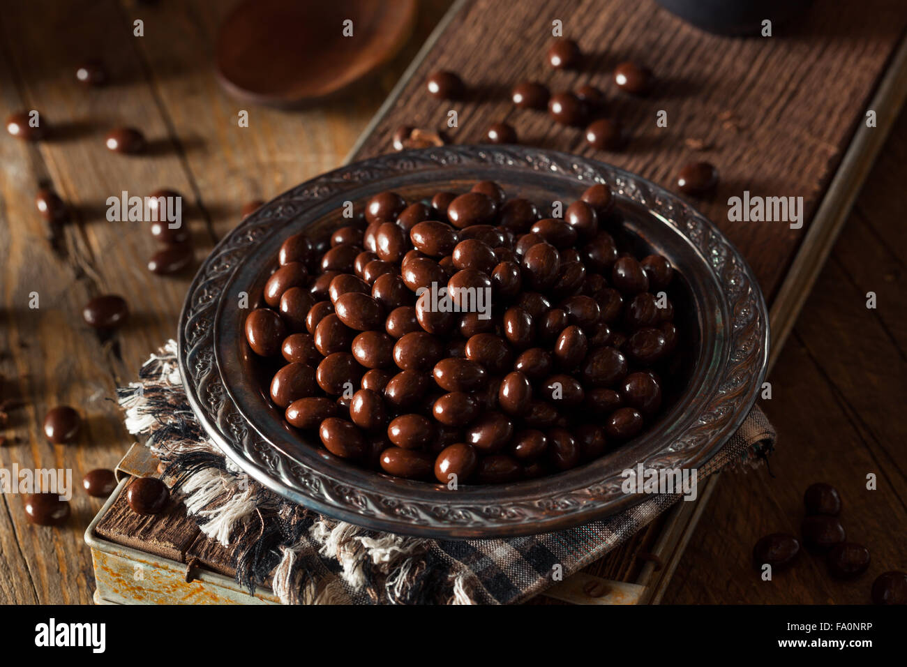Chocolate Covered Espresso Coffee Beans Ready to Eat Stock Photo