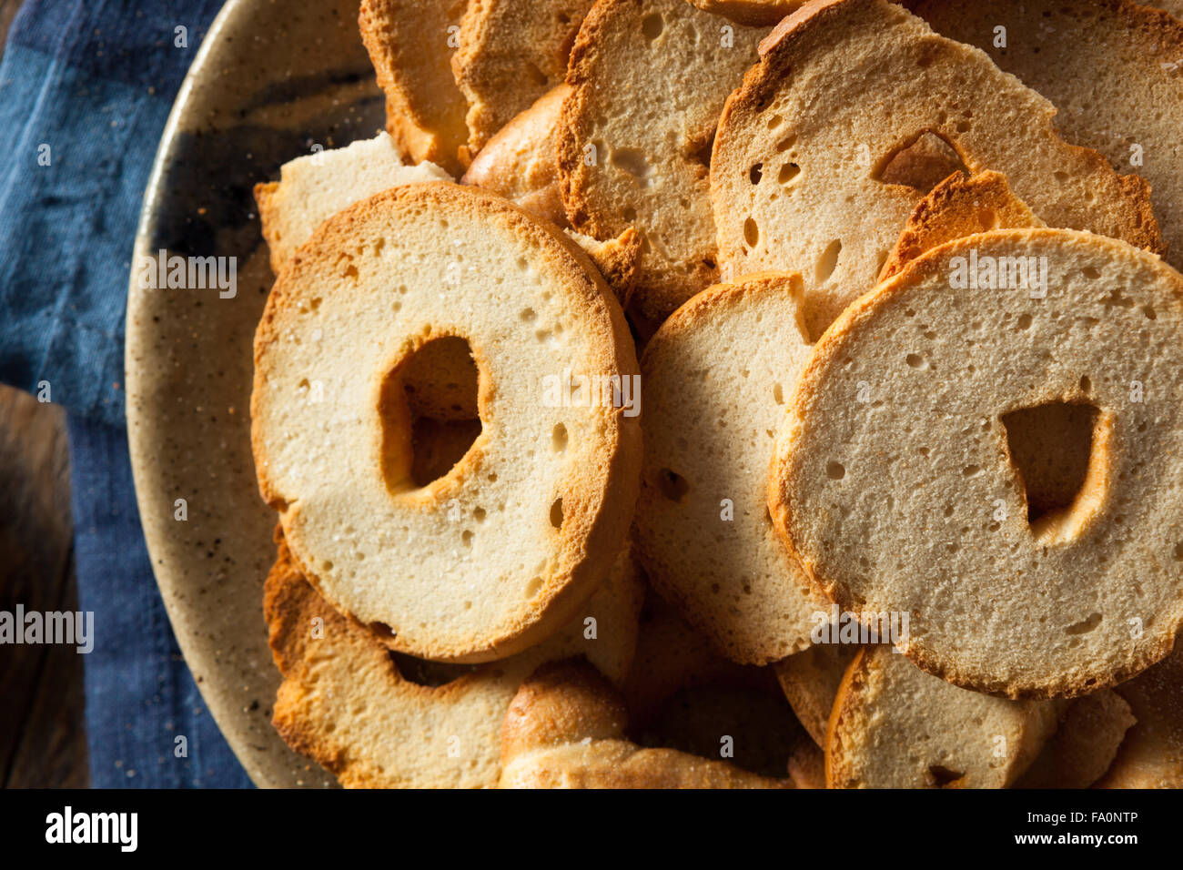 Homemade Whole Wheat Bagel Chips on a Plate Stock Photo Alamy