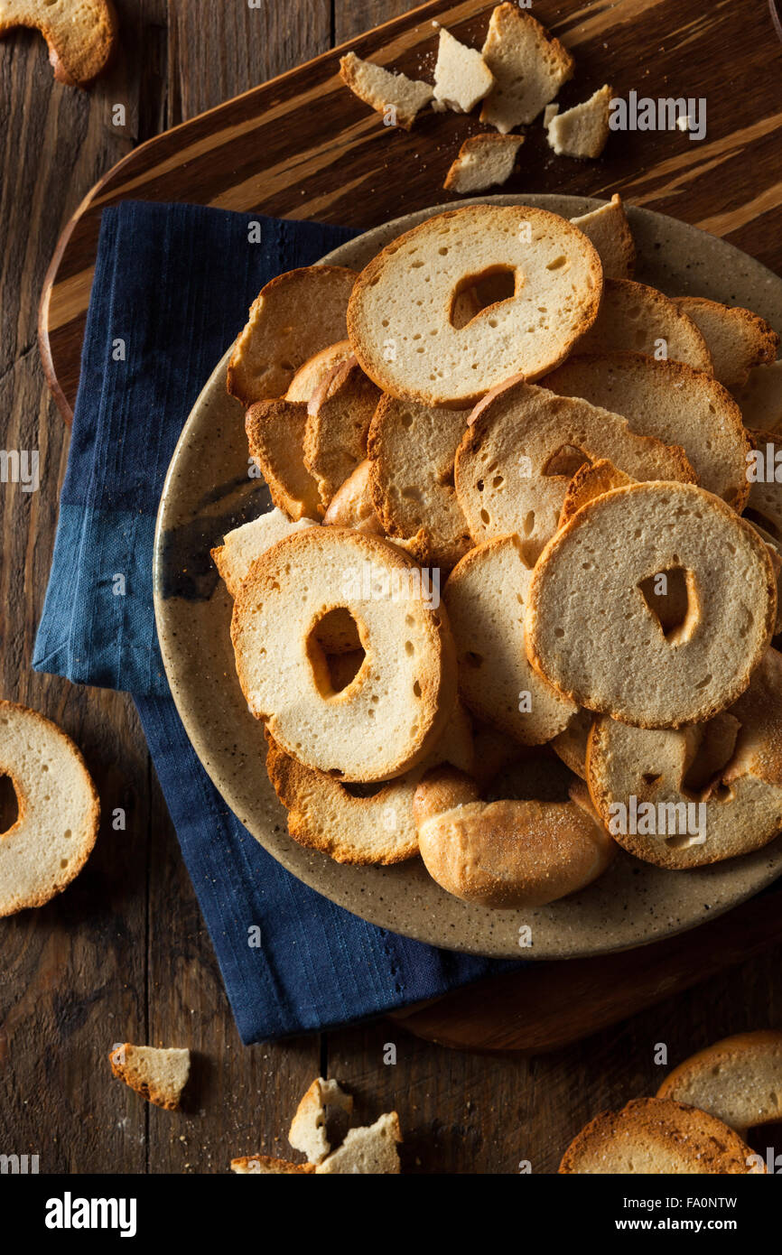 Homemade Whole Wheat Bagel Chips on a Plate Stock Photo Alamy