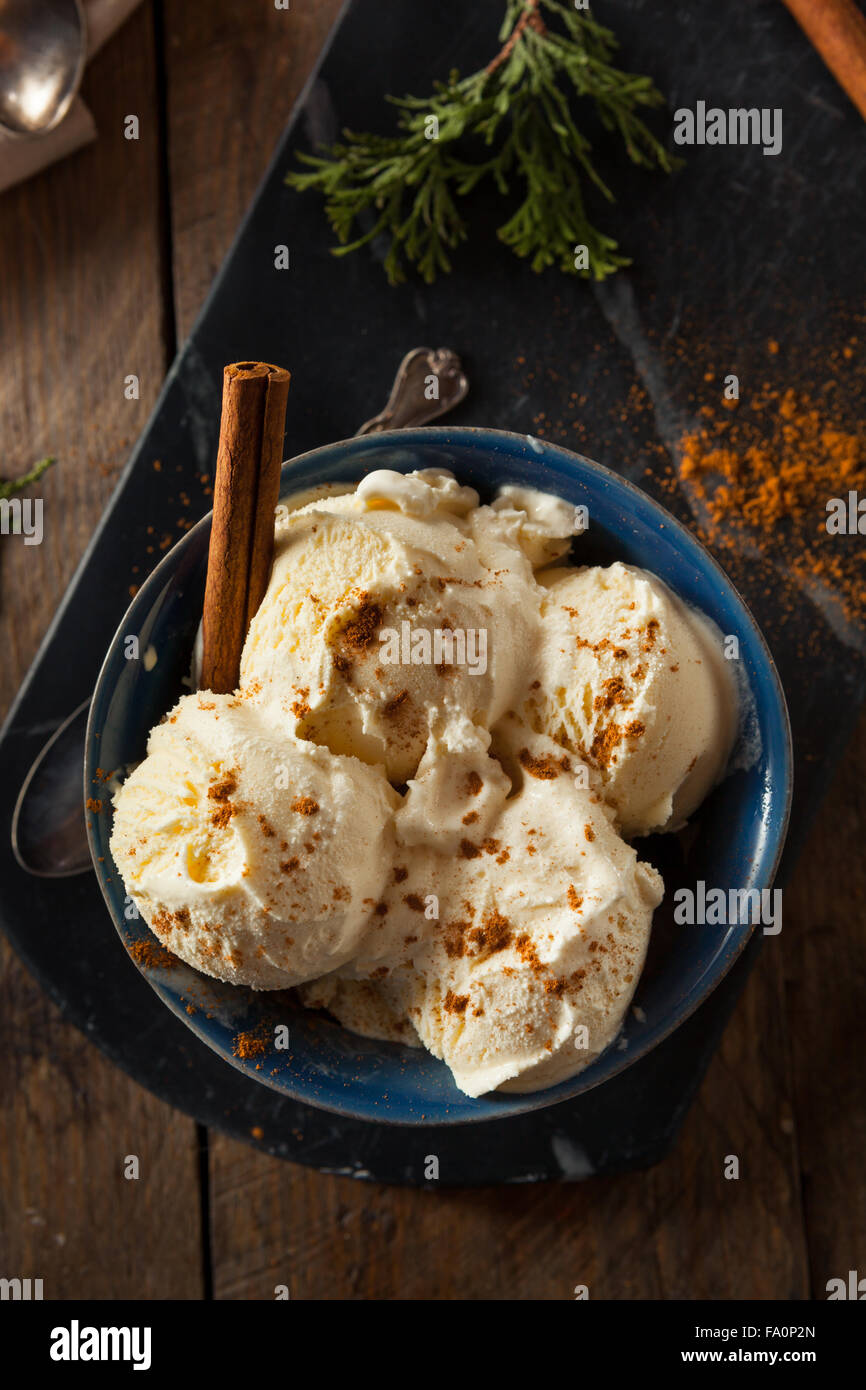 Cold Homemade Eggnog Ice Cream with Cinnamon Stock Photo Alamy