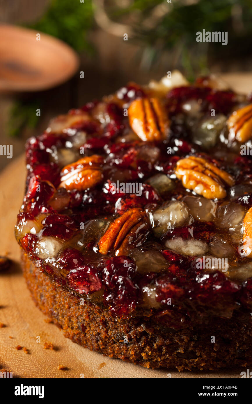 Festive Holiday Fruit Cake with Nuts and Berries Stock Photo