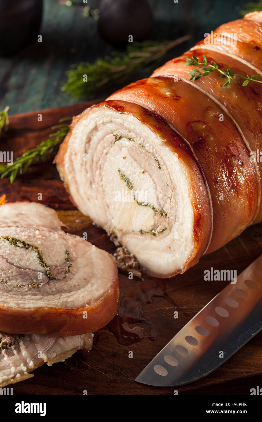 Homemade Rolled Porchetta Roast with Several Herbs Stock Photo Alamy