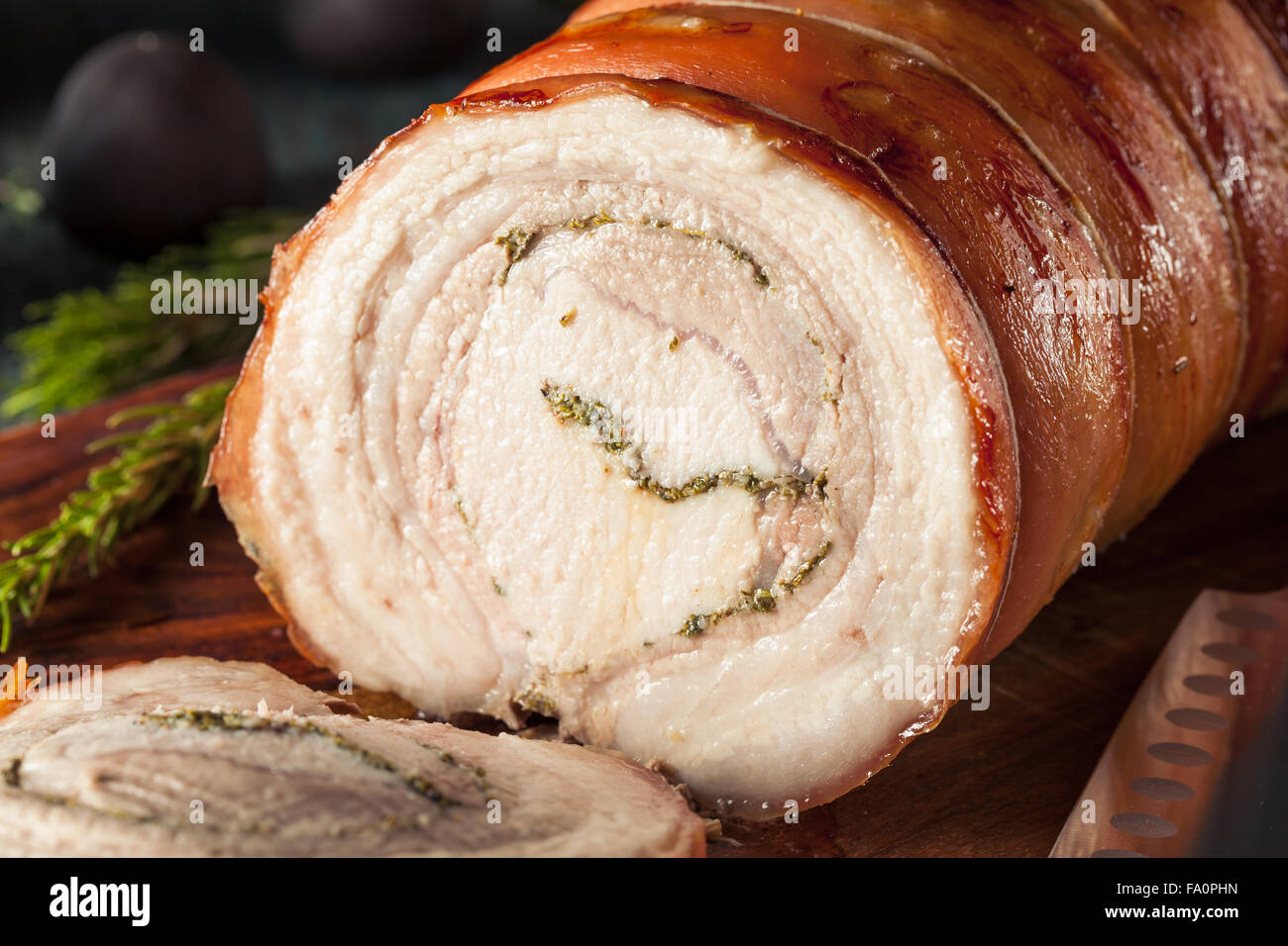 Homemade Rolled Porchetta Roast with Several Herbs Stock Photo Alamy