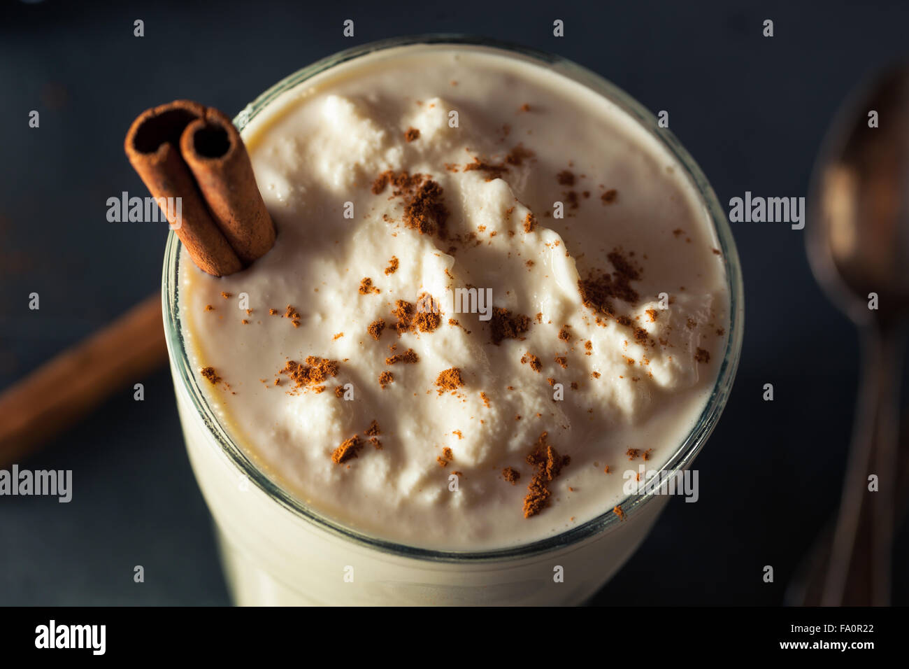 Homemade Eggnog Ice Cream Milkshake for the Holidays Stock Photo Alamy