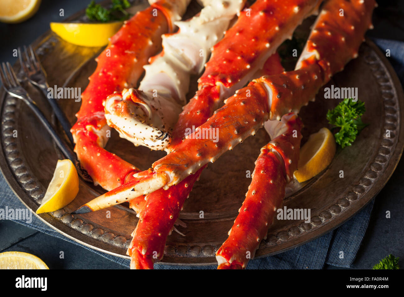 Cooked Organic Alaskan King Crab Legs with Butter Stock Photo Alamy