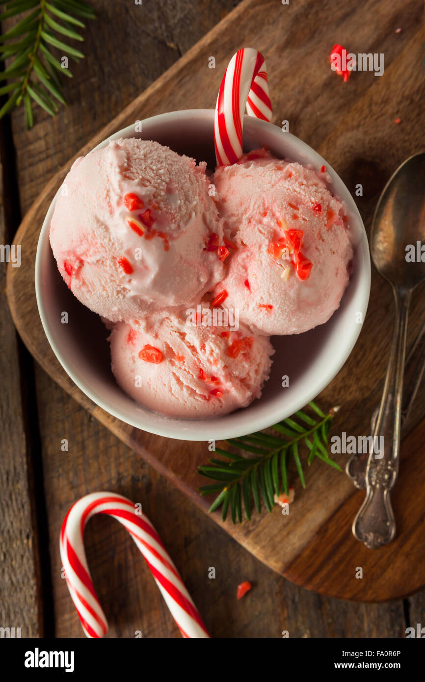 Homemade Peppermint Candy Cane Ice Cream in a Bowl Stock Photo Alamy