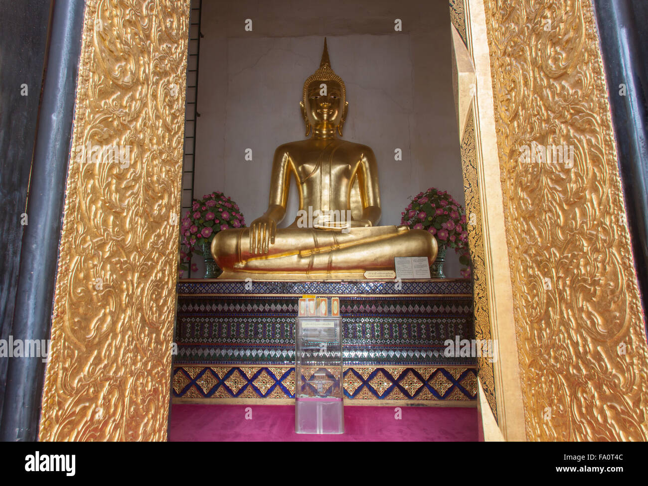 Golden Buddha statue in thailand temple Stock Photo - Alamy