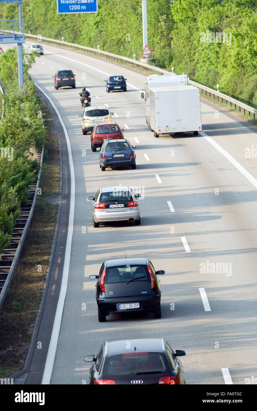 German Freeway with cars Eifel Rhineland-Palatinate Germany Europe Stock Photo