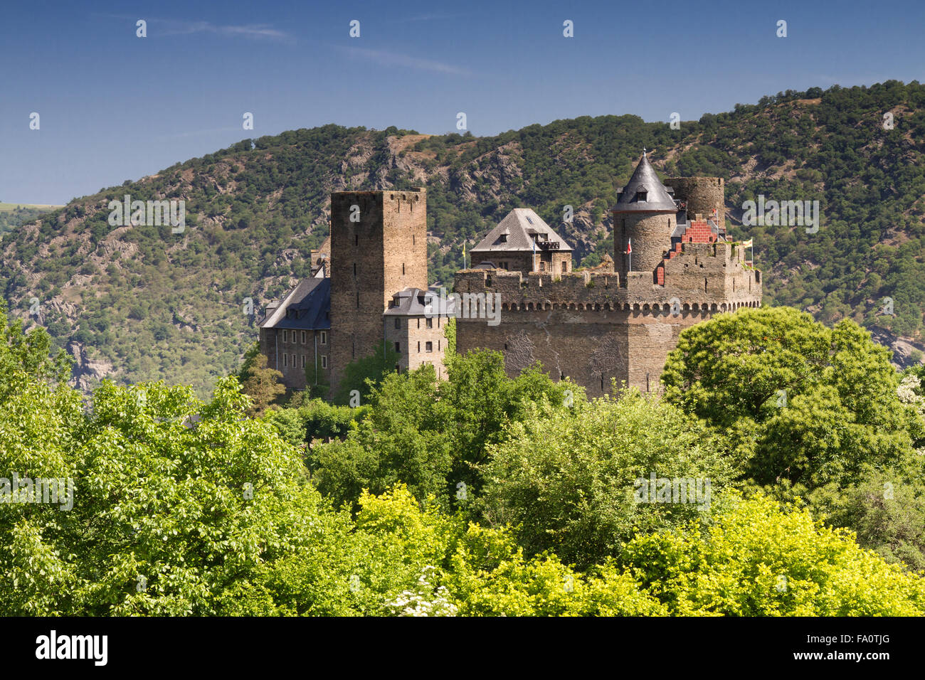 Castle Schoenburg at the  Upper Middle Rhine Valley, Germany Stock Photo
