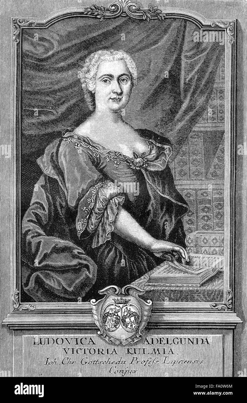 Luise Adelgunde Victorie Gottsched, 1713 - 1762, a German poet and translator, Stock Photo