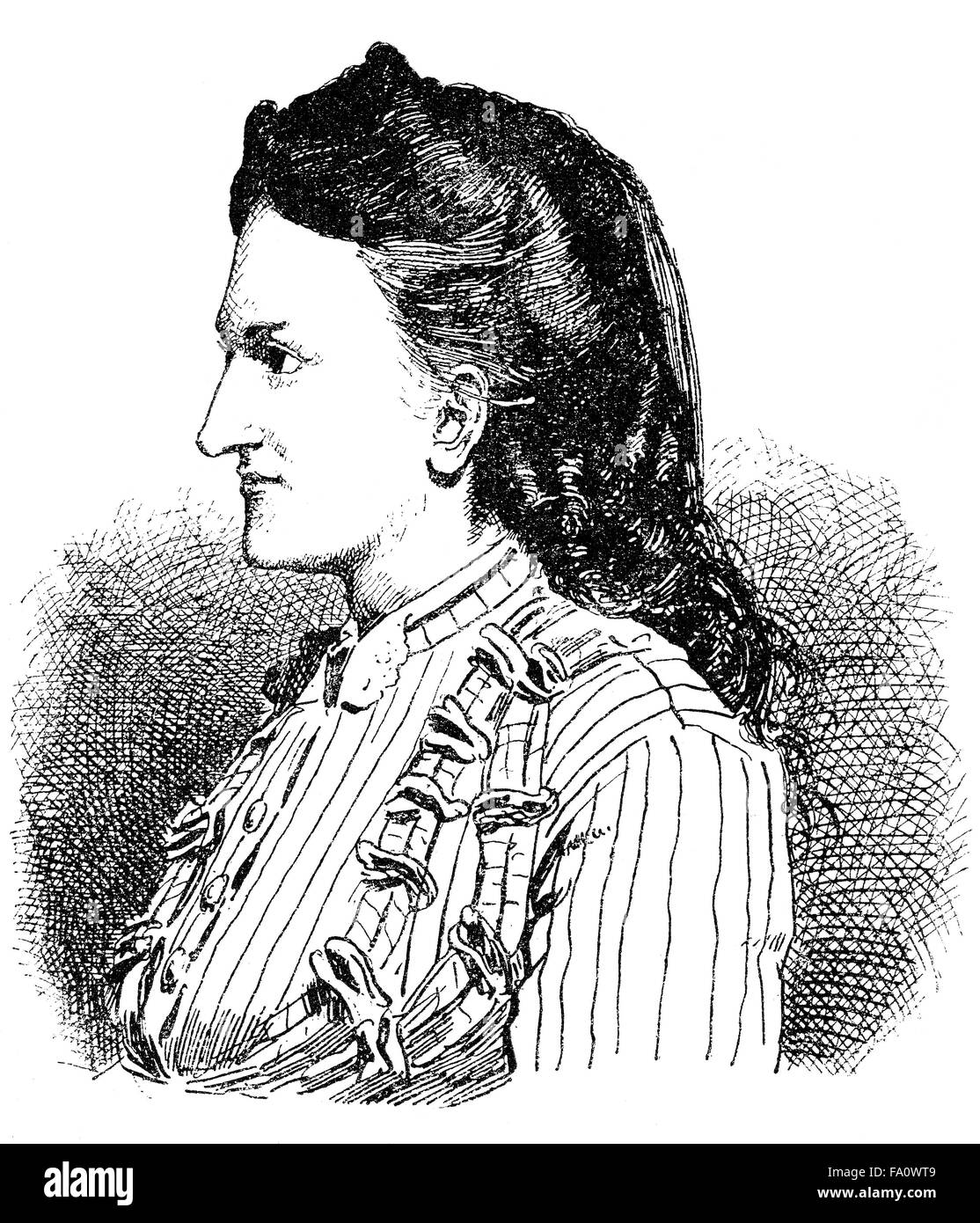 Elise Linhart, 1848-1880, a German writer, Stock Photo