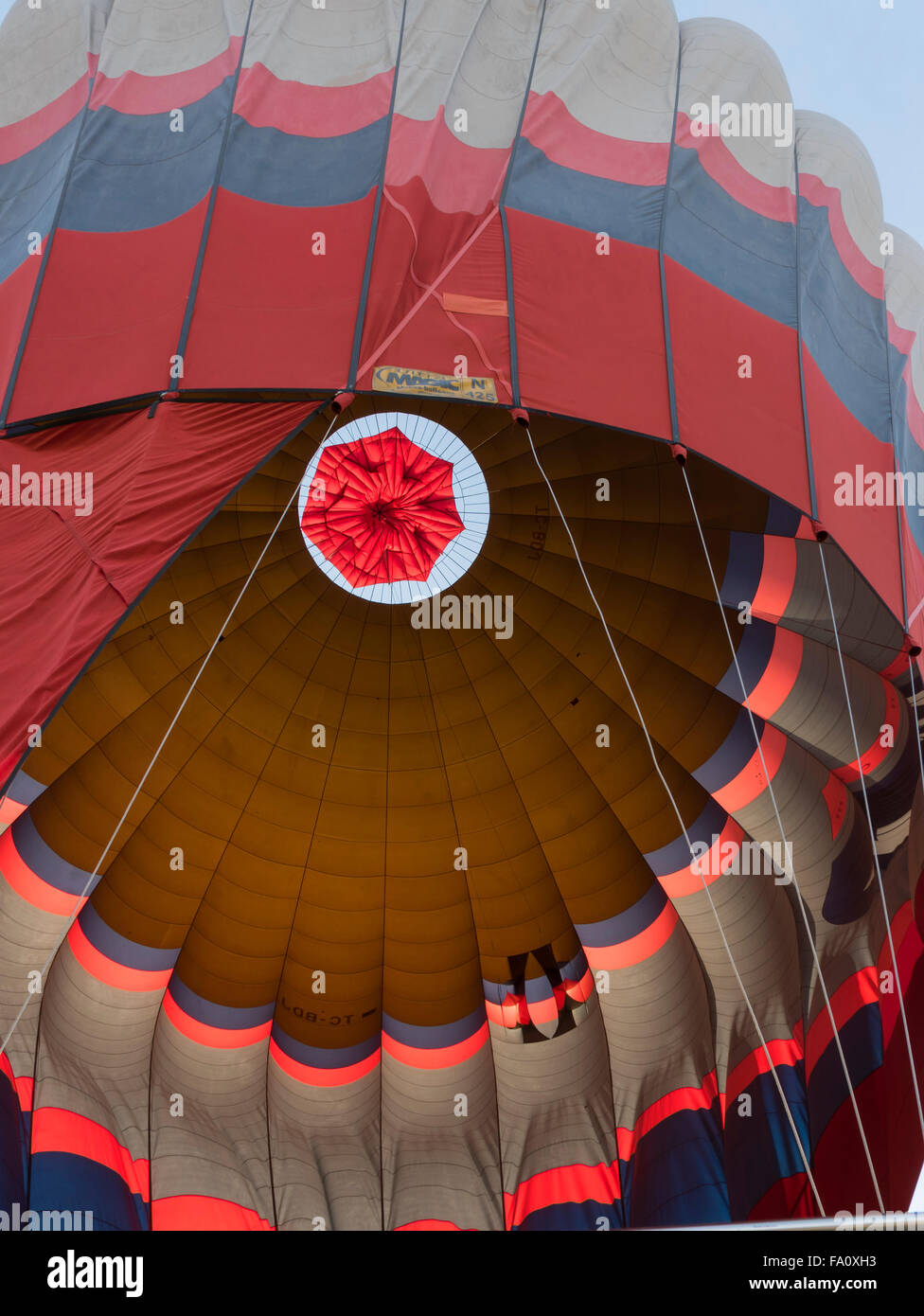 Deflating a hot air balloon after a flight over Cappadocia, Central