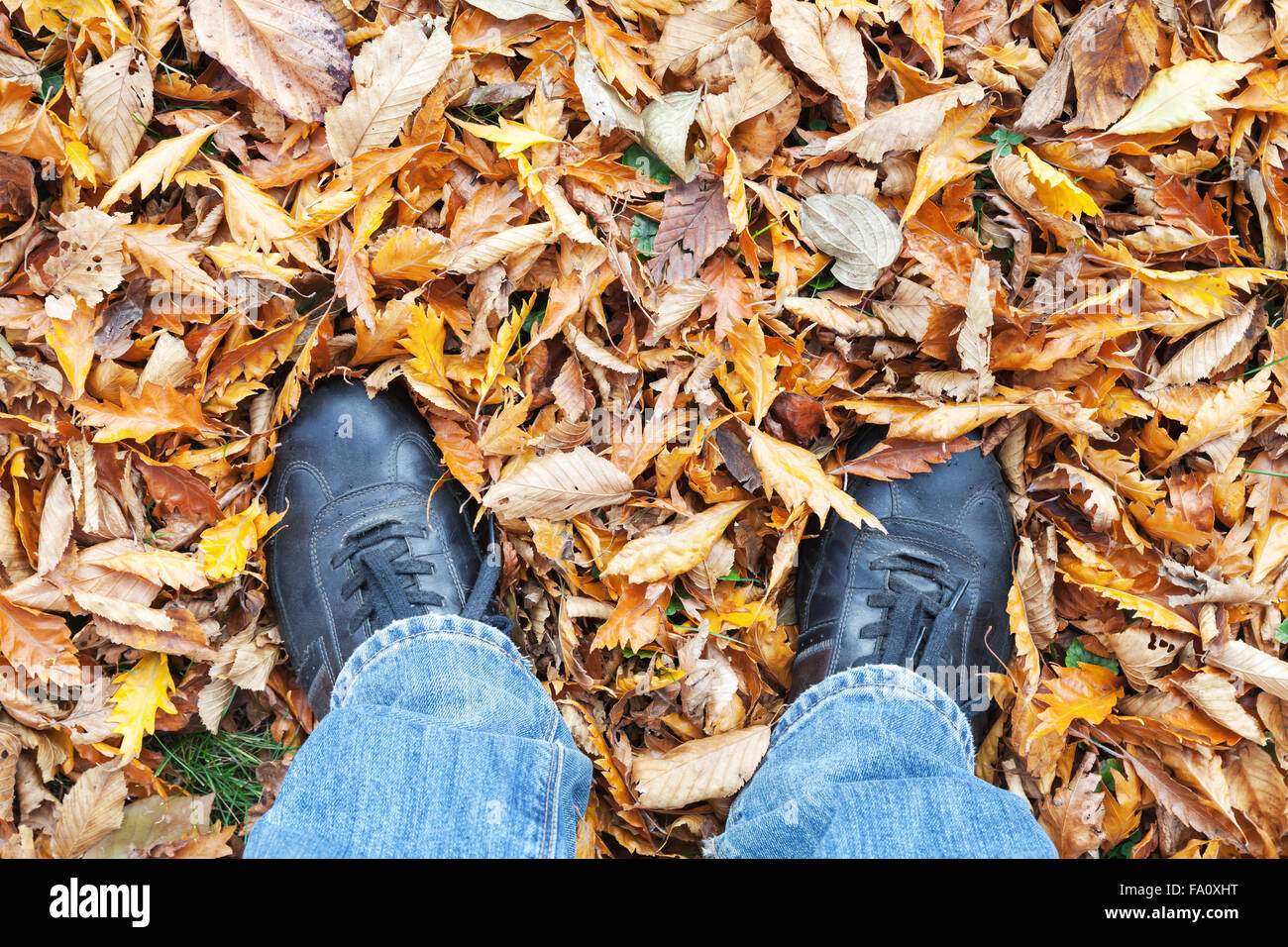 Black shoes and blue jeans hi-res stock photography and images - Alamy