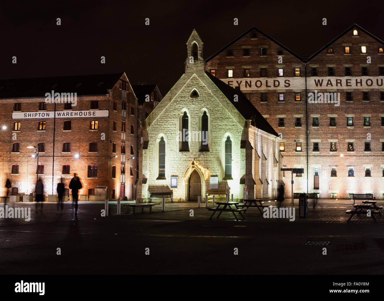 Mariners Church, Gloucester Docks at night Stock Photo Alamy