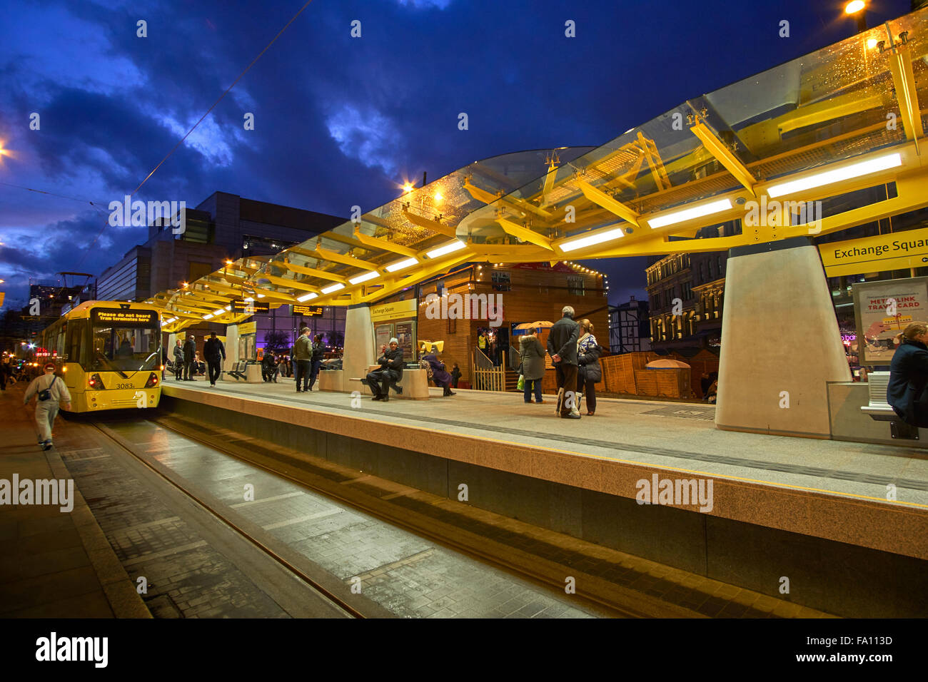 Manchester Metrolink Tram station at Corporation Street, Exchange Square, Manchester, Greater Manchester, England Stock Photo
