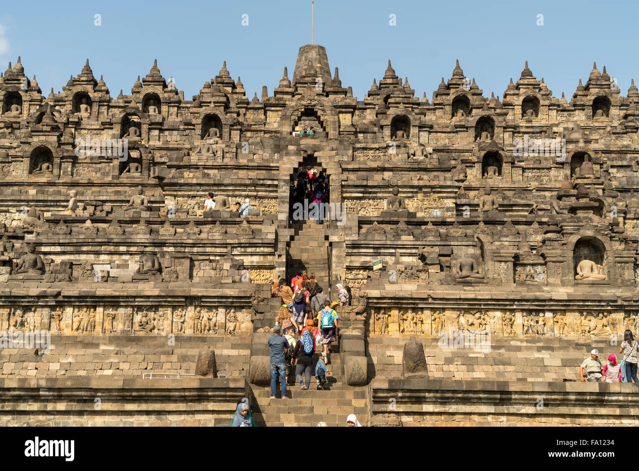 9th-century Mahayana Buddhist Temple Borobudur near Yogyakarta, Central Java, Indonesia, Asia Stock Photo