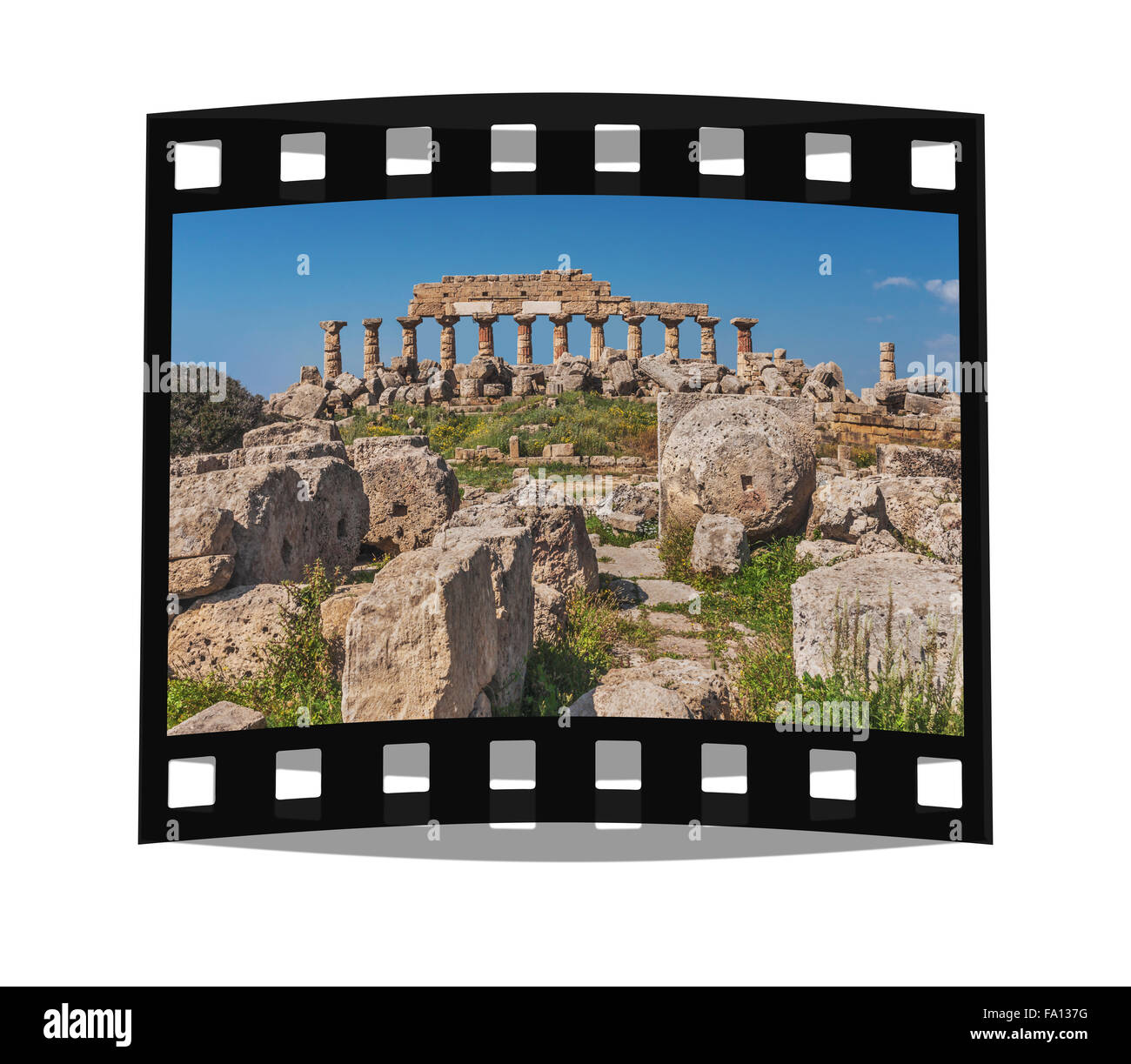 The Temple C is the oldest and largest temple of the Acropolis of Selinunte, Sicily, Italy, Europe Stock Photo