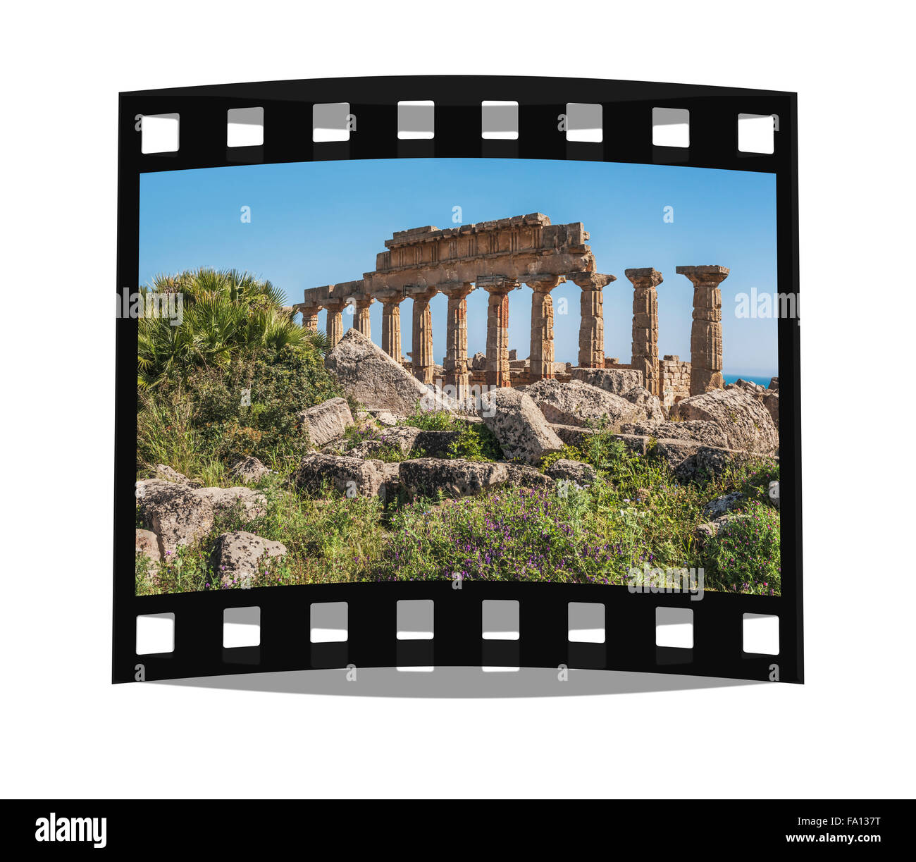 The Temple C is the oldest and largest temple of the Acropolis of Selinunte, Sicily, Italy, Europe Stock Photo