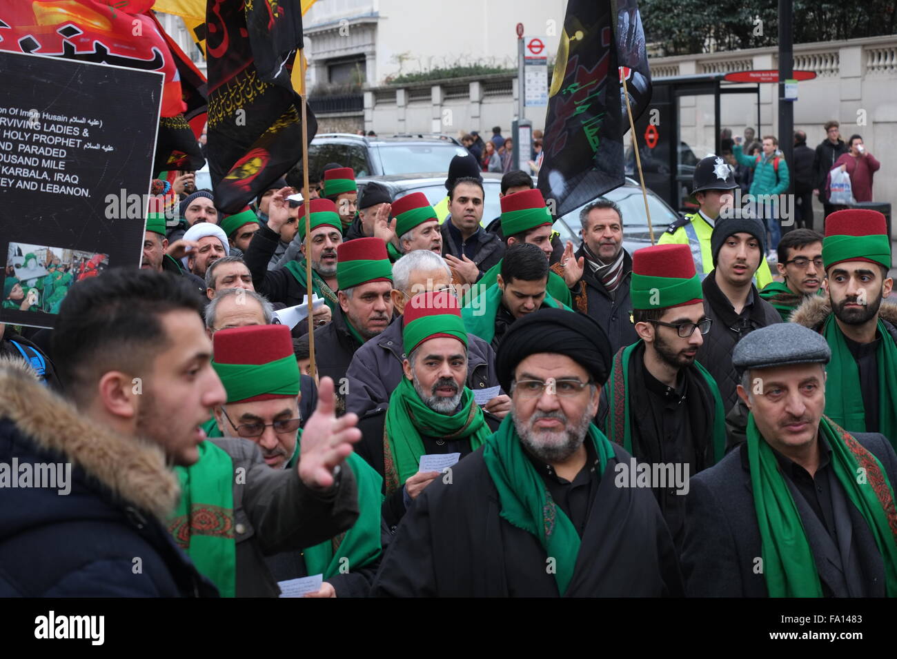 Shia Muslims annual arbaeen procession London Dec 2015 Stock Photo Alamy