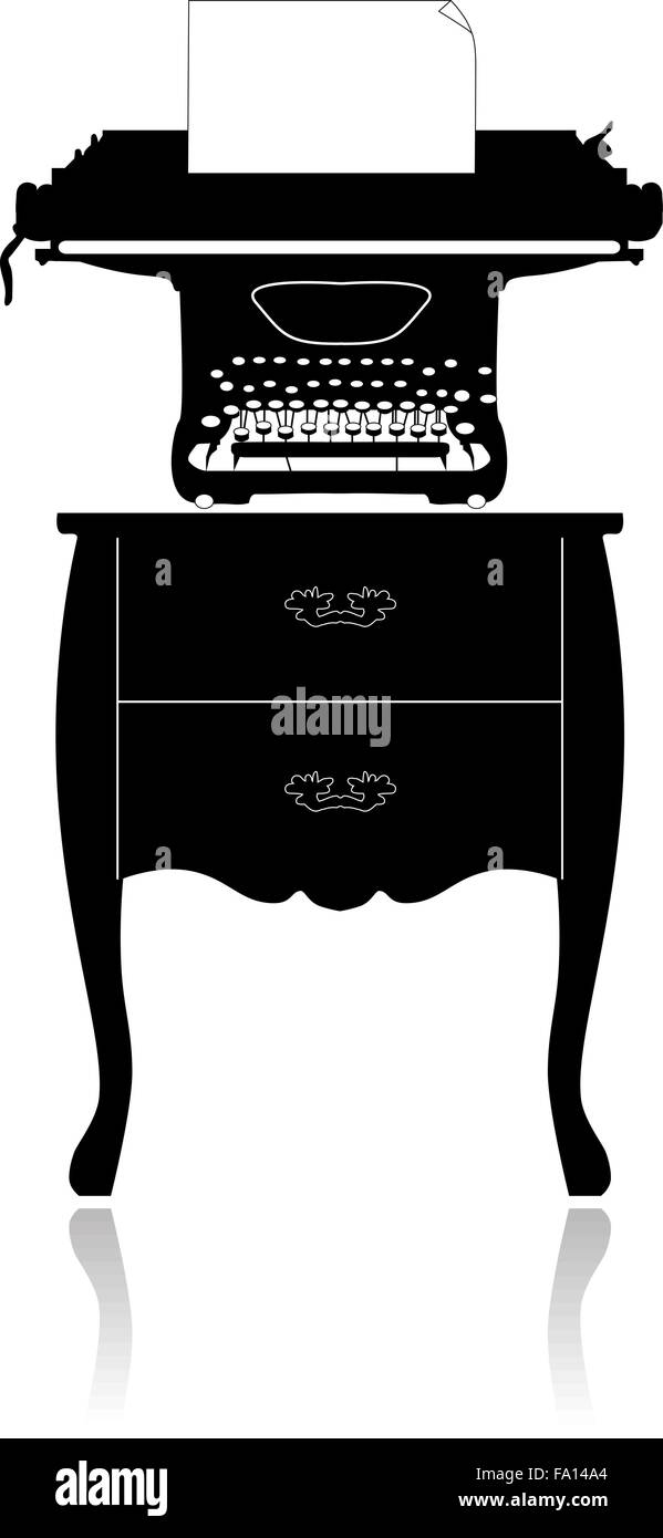 Old typewriter on a small table Stock Vector