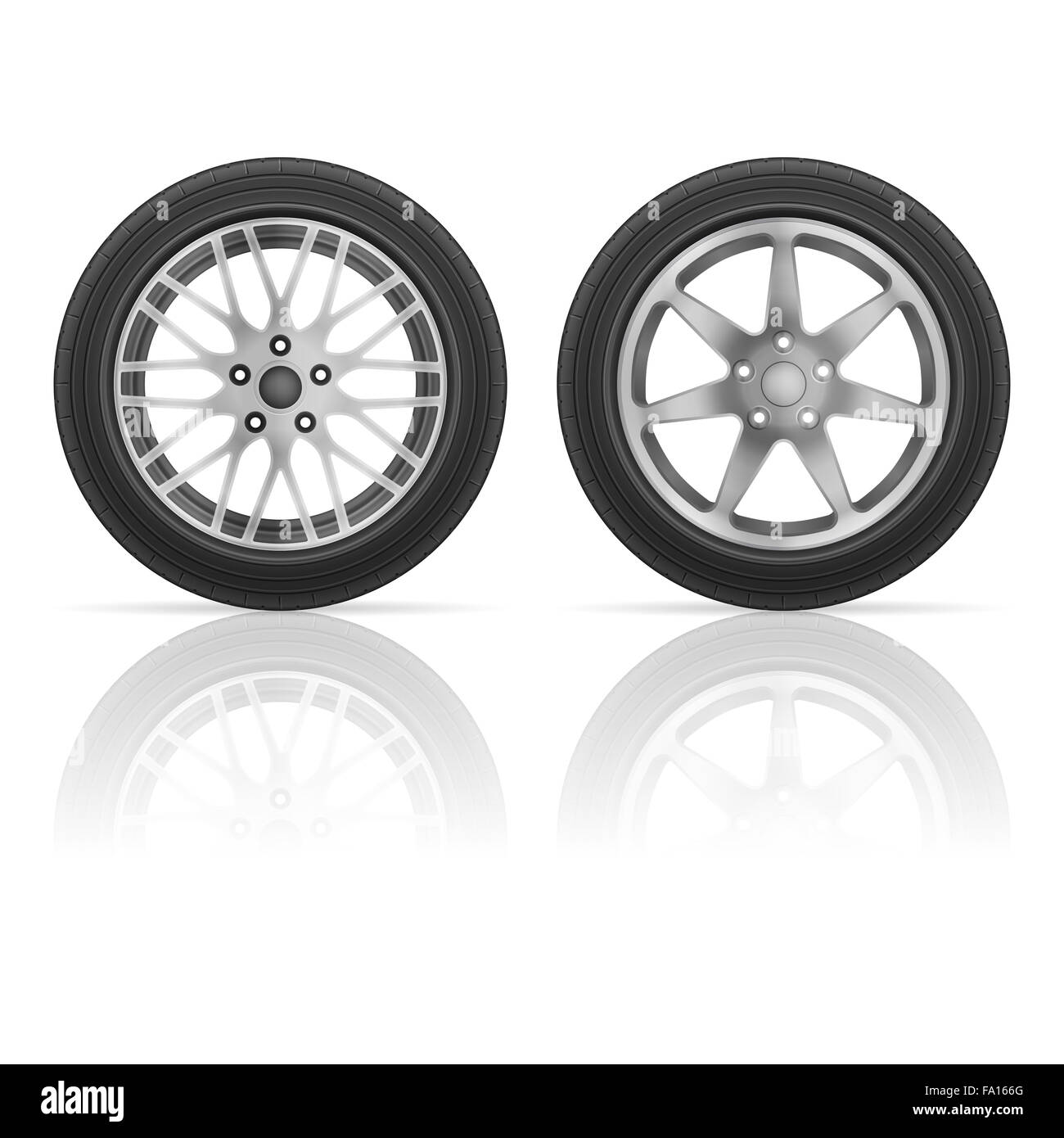 Car wheel tire set on a white background Stock Photo Alamy