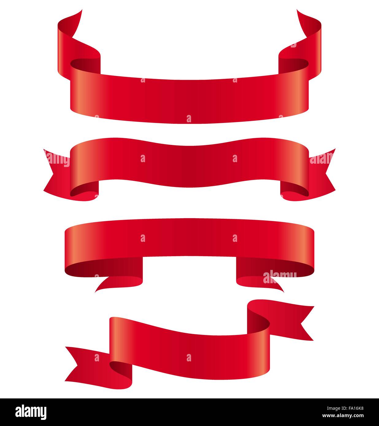 Celebration Curved Ribbons Variations Isolated on White Stock Vector ...