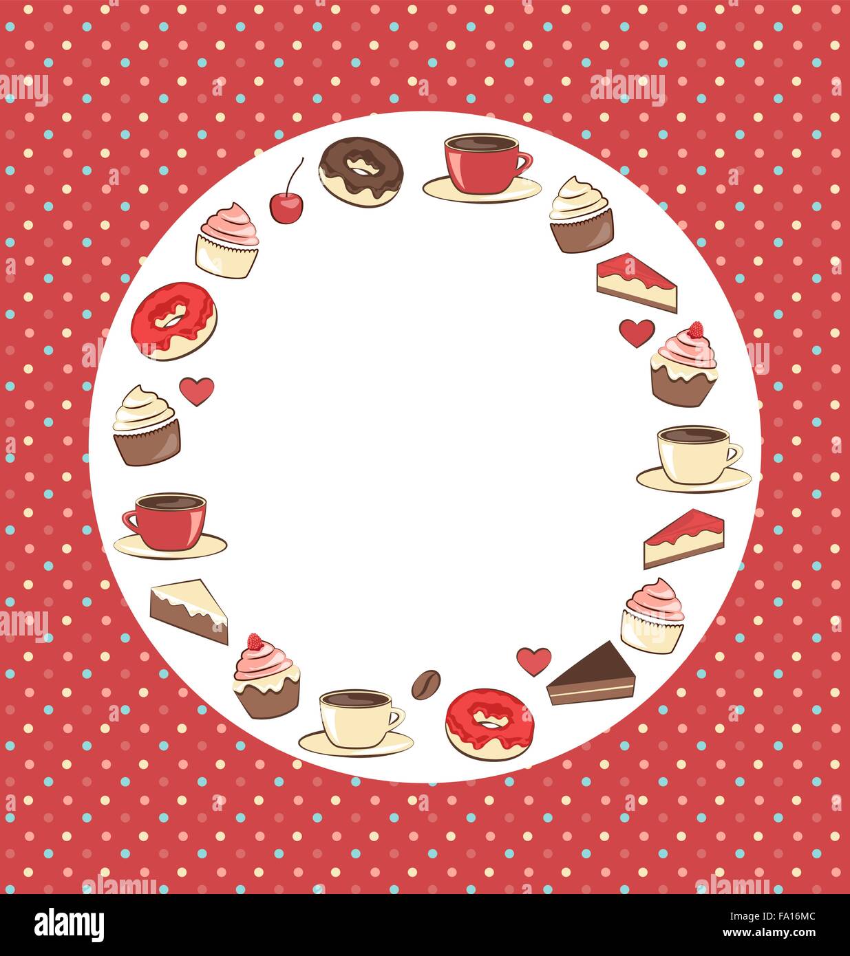 Sweets circle frame on red in dots Stock Vector Image & Art - Alamy