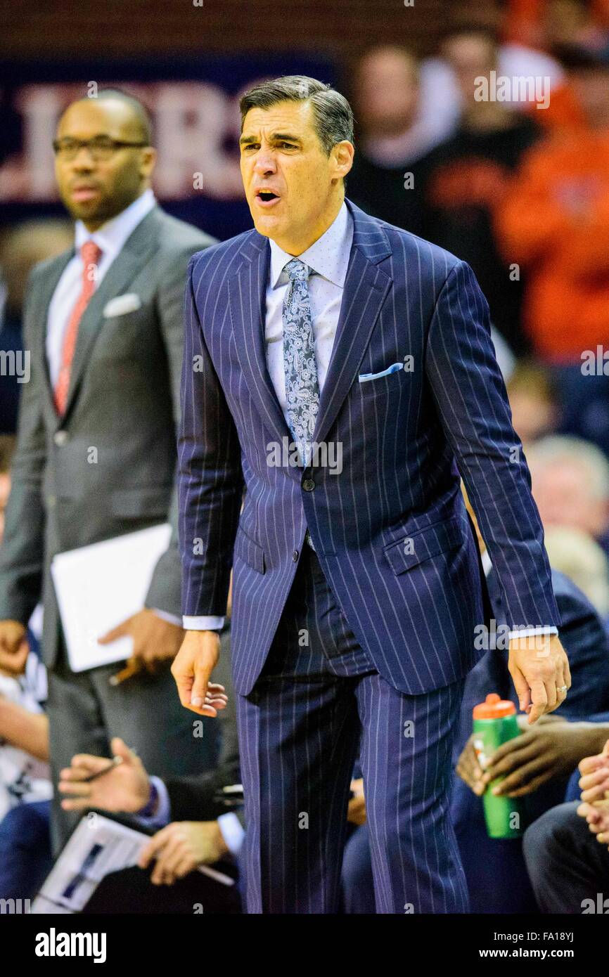 Villanova Head Coach Jay Wright during the NCAA Basketball game between the  Villanova Wildcats and the Virginia Cavaliers at the John Paul Jones Arena  on December 19, 2015 in Charlottesville, VA. Jacob