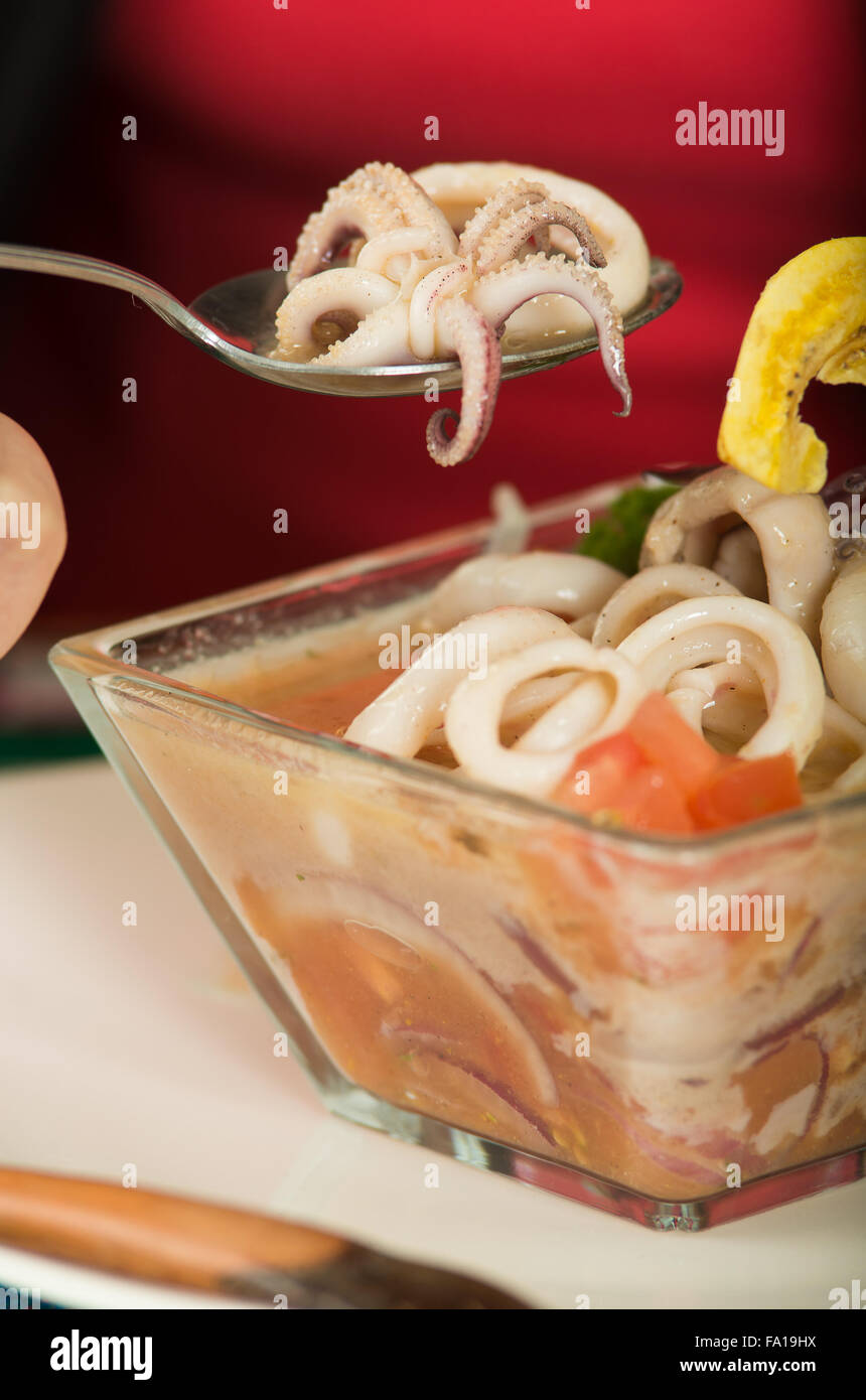 Delicious calamari ceviche, typical ecuadorian plate Stock Photo - Alamy