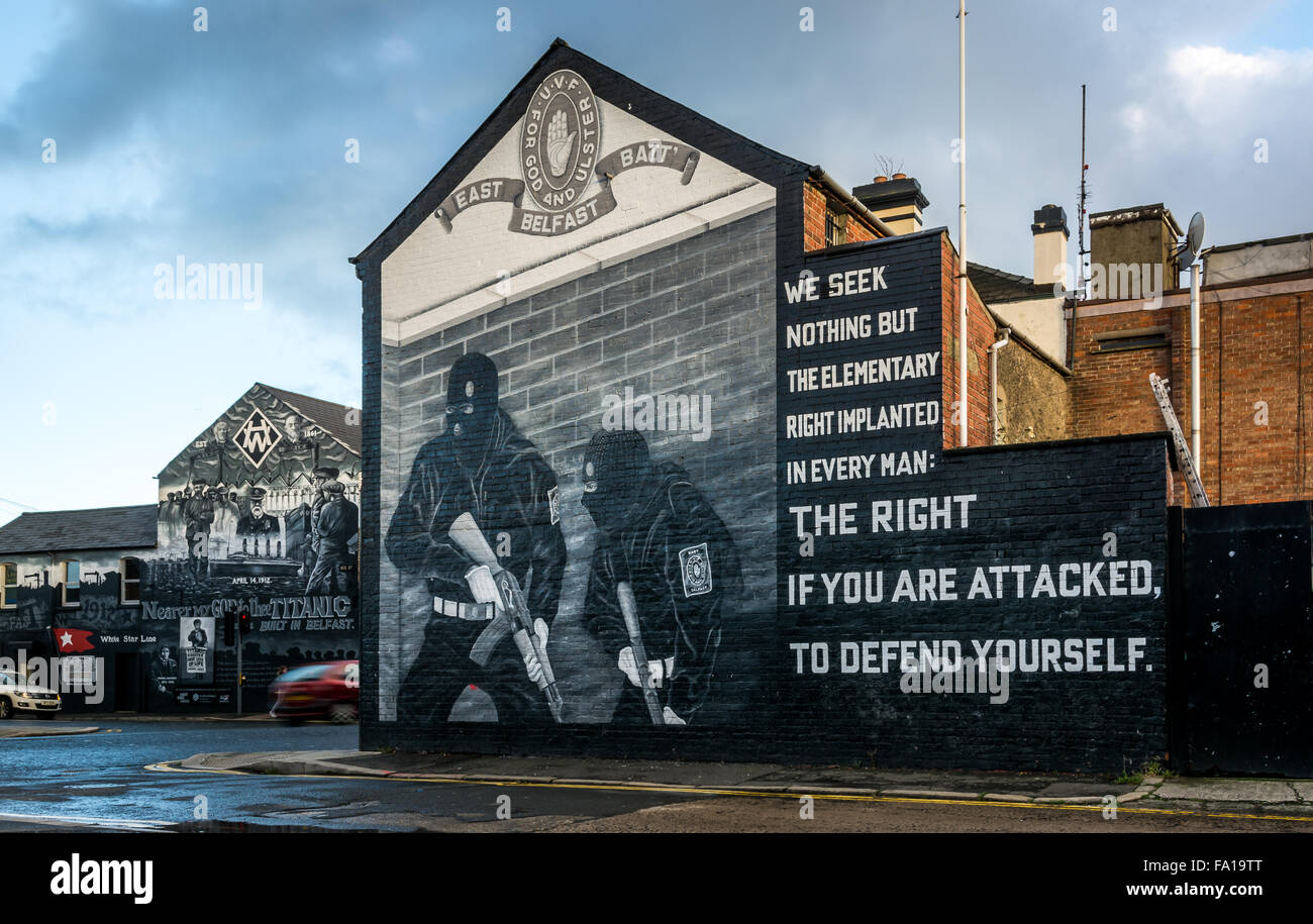 Large UVF Loyalist mural in East Belfast Stock Photo