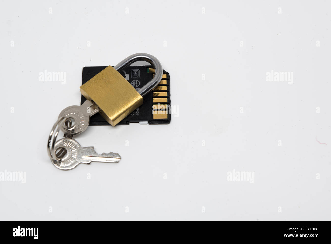 Data Security concept image padlock and storage card Stock Photo