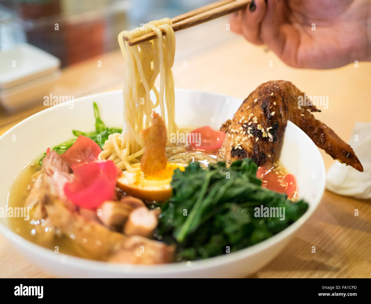 Japanese ramen noodles (roasted barley chicken) from Prairie Noodle