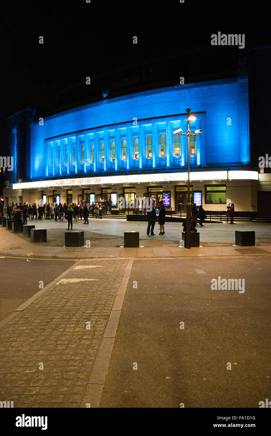 Night time Facade of the Eventim Hammersmith Apollo, Hammersmith