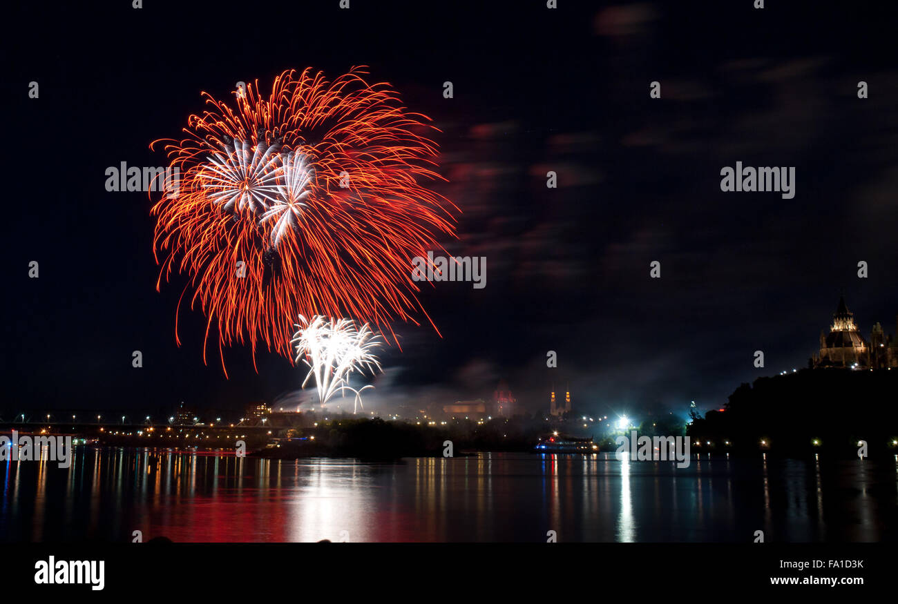 Ottawa Canada, Fireworks in the City Stock Photo Alamy