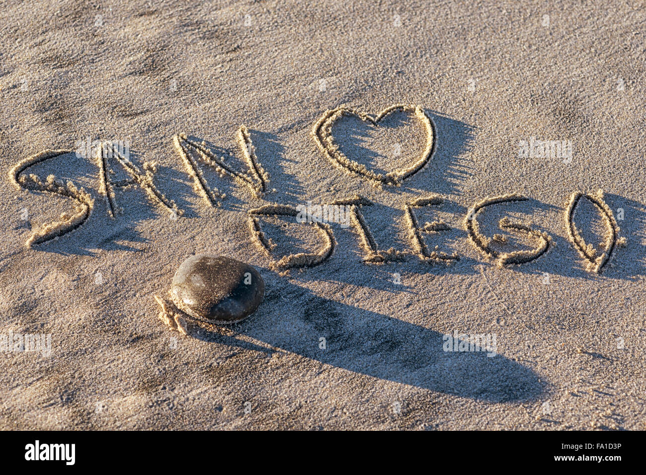 The Word San Diego Written In The Sand Stock Photo Alamy