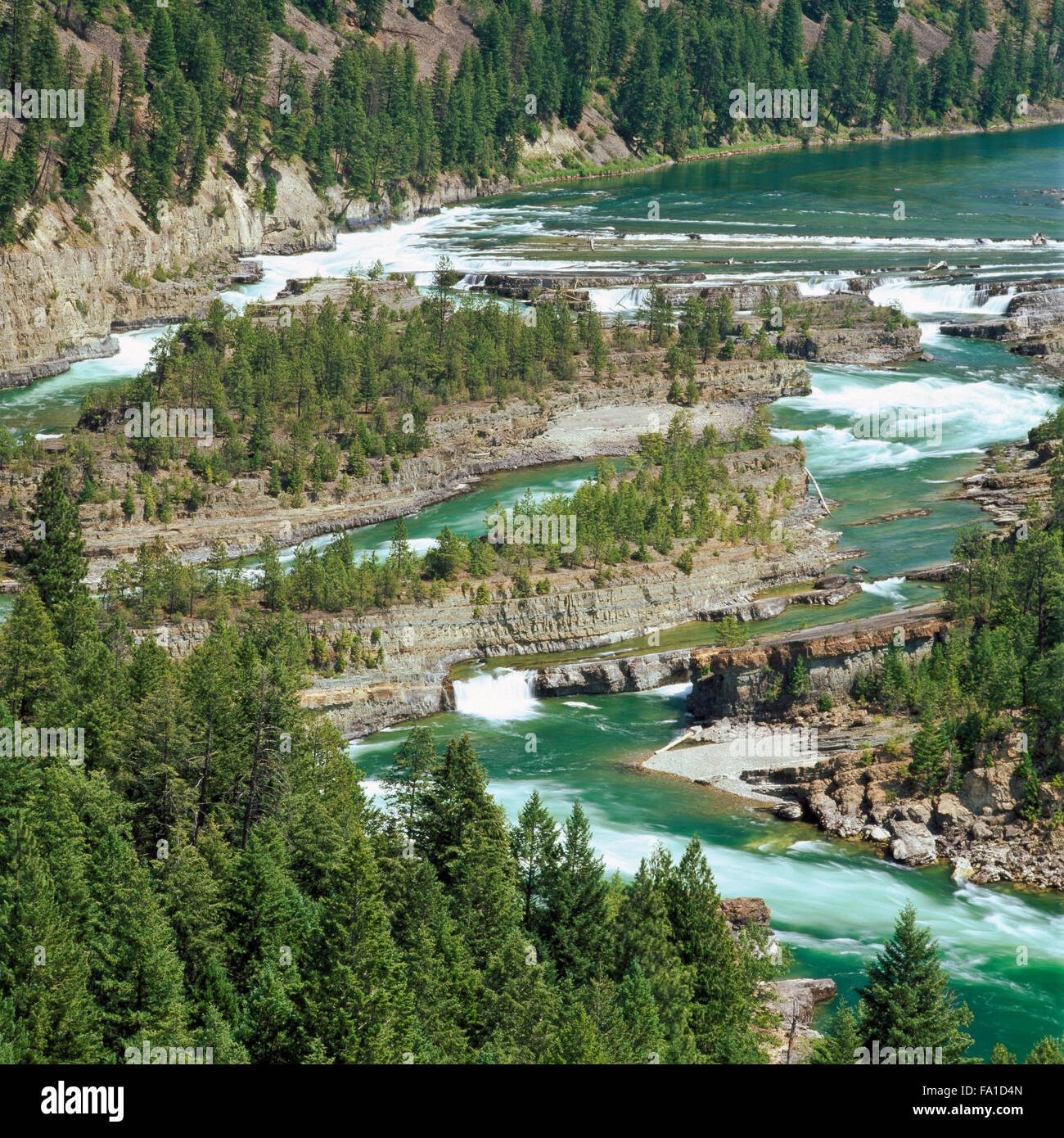 overview of kootenai falls on the kootenai river near libby, montana