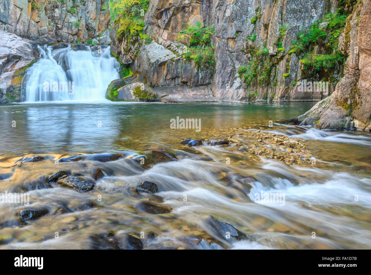 waterfall along tenderfoot creek in the little belt mountains near ...