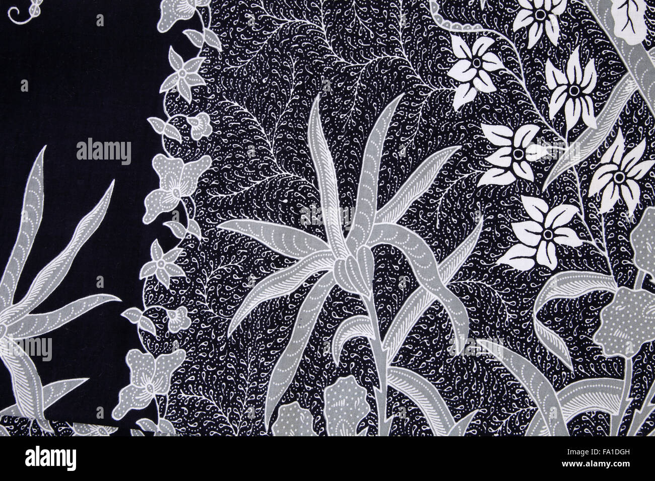 Close up flower pattern background on batik fabric Stock Photo