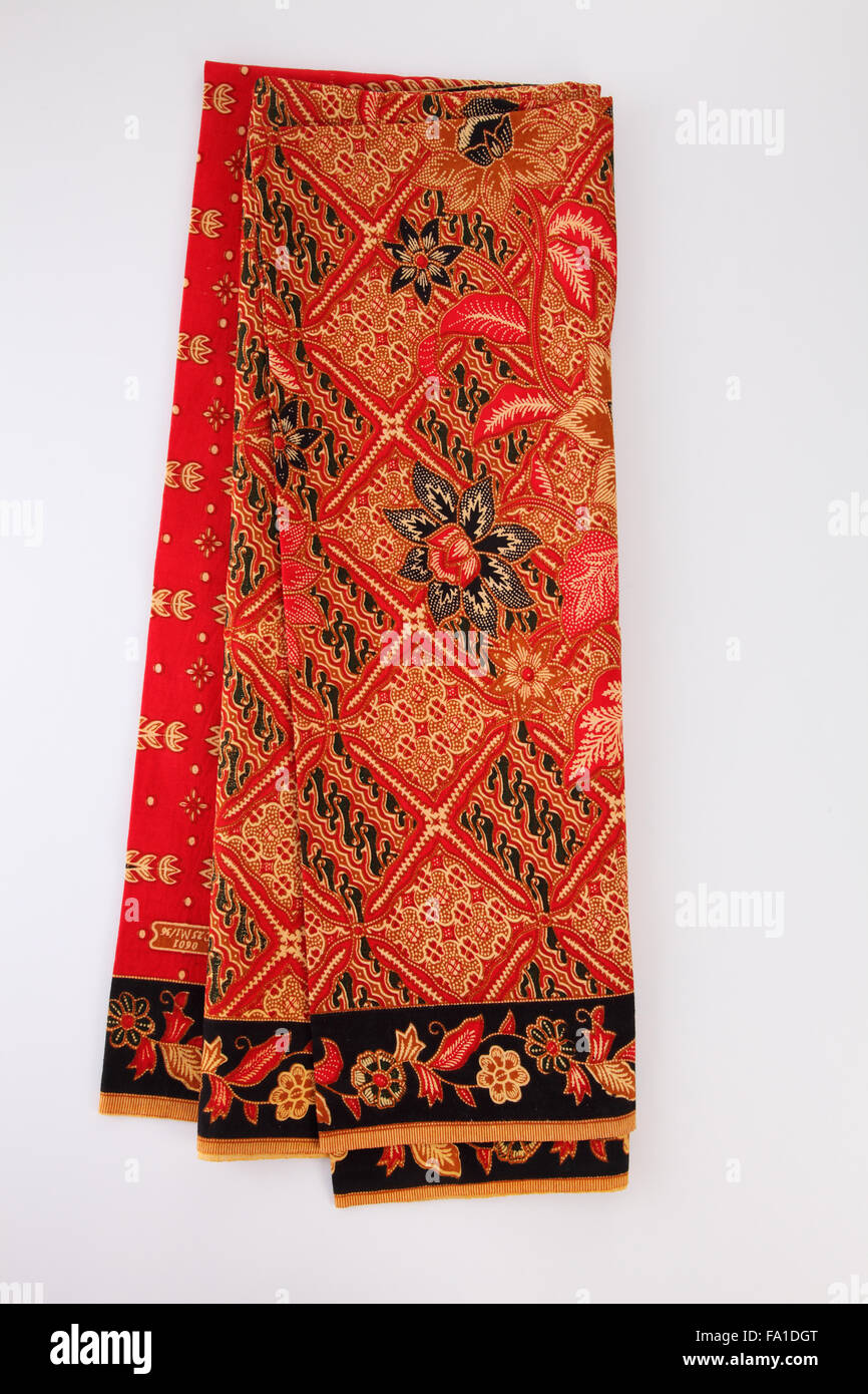 Close up flower pattern background on batik fabric Stock Photo