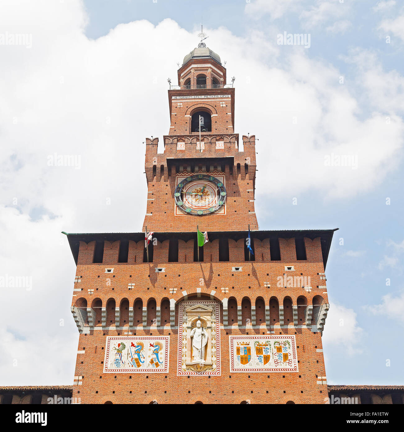 The Filarete Tower of the Castello Sforzesco in Milan, Italy. Stock Photo