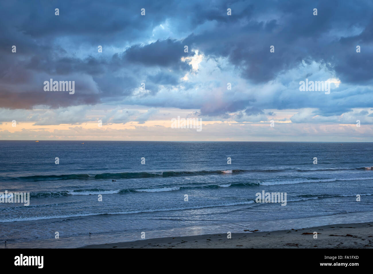 seascape, ocean, waves, clouds, beach. Stock Photo