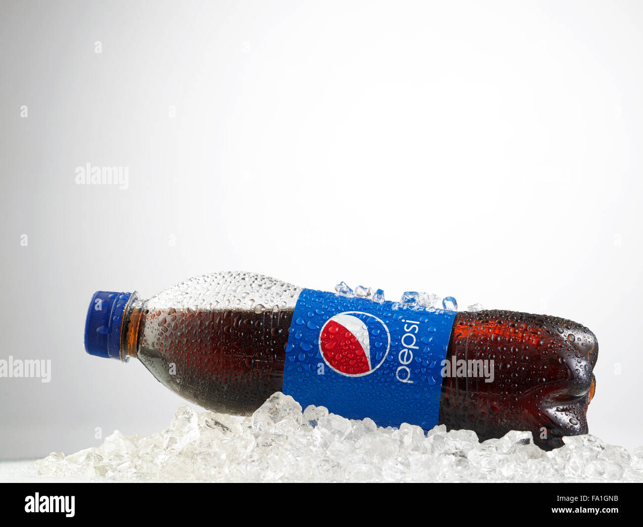 Kuala Lumpur-Malaysia : March 23,2015 Photo of  bottle of pepsi, The brand is one of the most popular soda products in the world Stock Photo