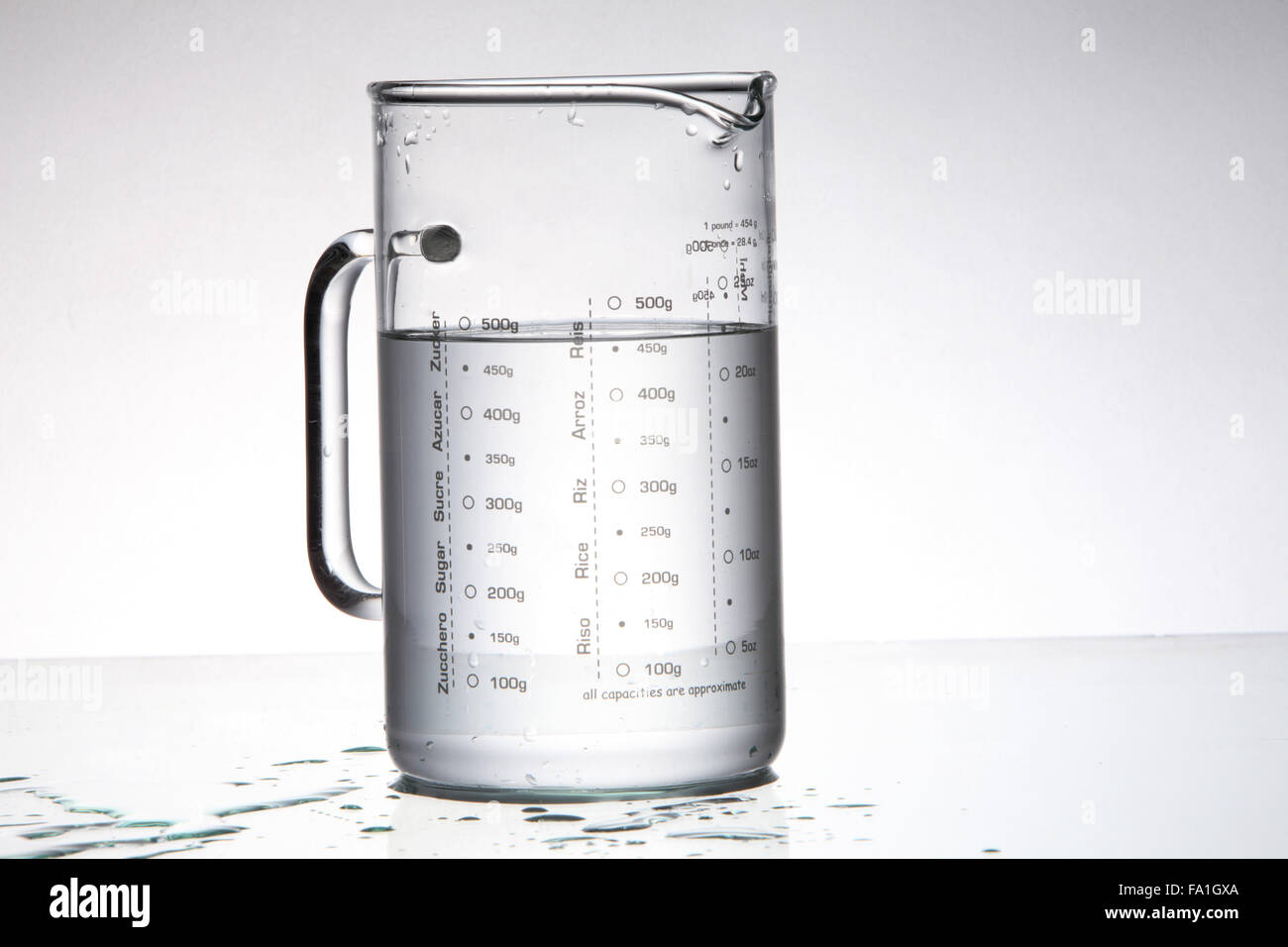 measuring jar fill with water Stock Photo