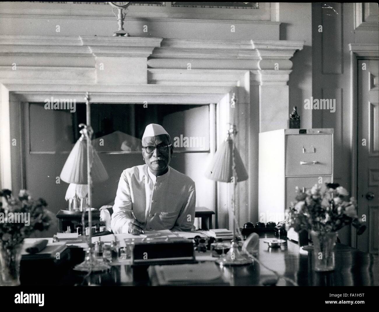 1964 - Dr. Rajendra Prasad attends to official documents in his offices in the Presidential Palace in New Delhi. © Keystone Pictures USA/ZUMAPRESS.com/Alamy Live News Stock Photo