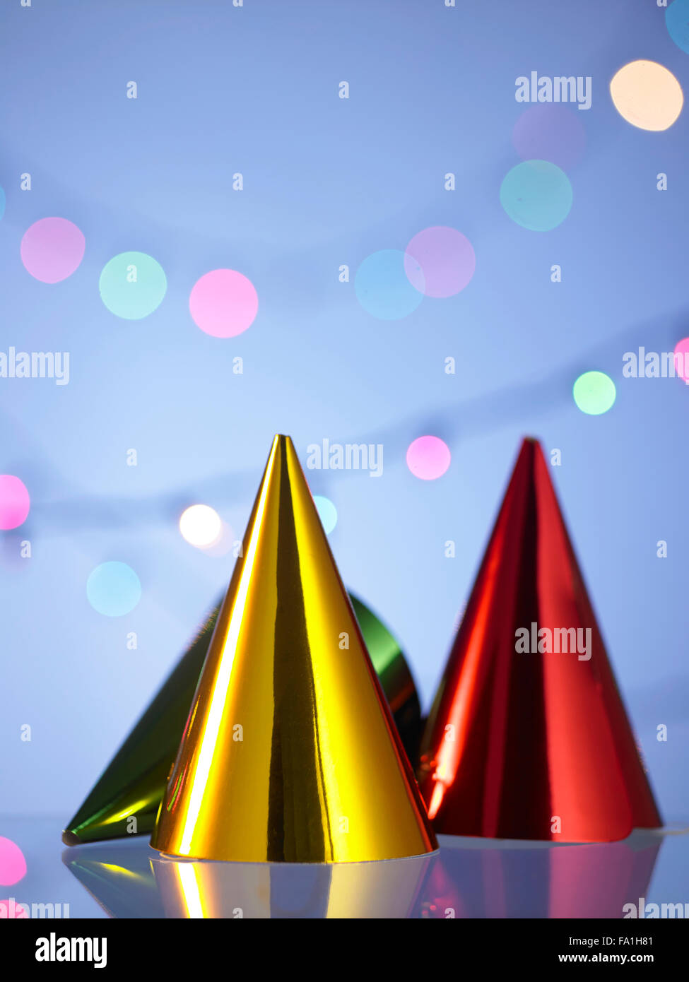 Happy new year top hat with a festive glitter background Stock Photo