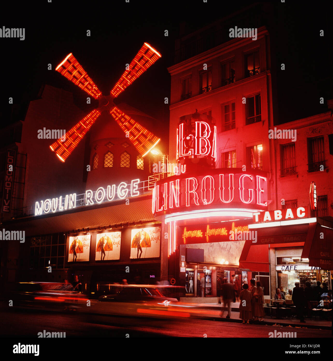 Moulin Rouge at night, Montmartre, Paris, France Stock Photo