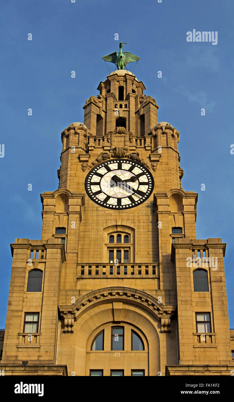 Royal Liver Building in Liverpool UK, one of the world's most famous waterfront skylines Stock Photo