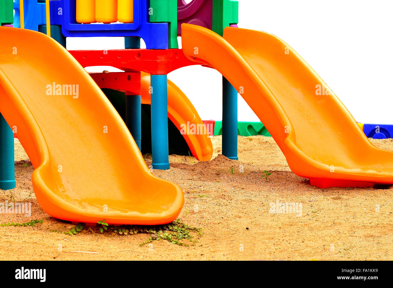 Children's slides of plastic isolated on white Stock Photo Alamy