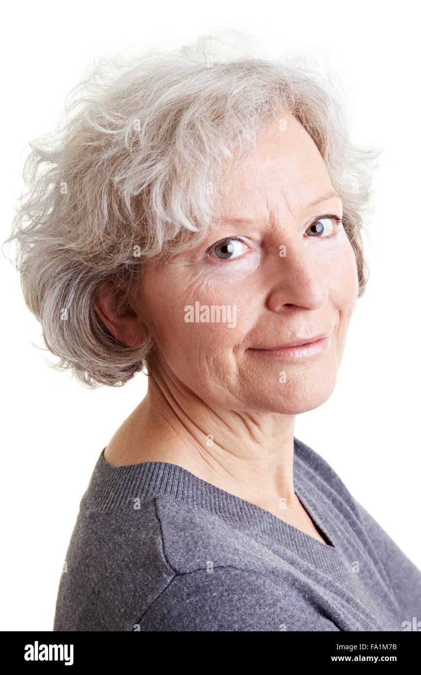 Elderly female person with grey hair hi-res stock photography and ...